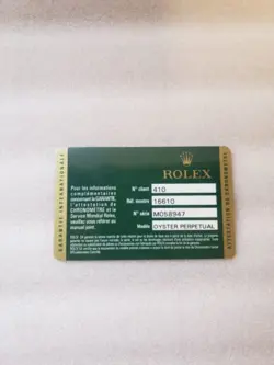 16610 GUARANTEE CARD