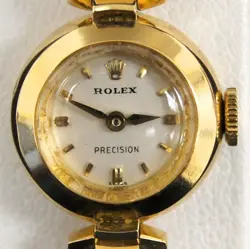 LADIES VINTAGE ROLEX PRECISION 18K GOLD MANUAL WIND COCKTAIL WATCH CAL. 282