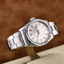 Rolex Date 1501 Silver Oyster Bracelet with Silver Bezel