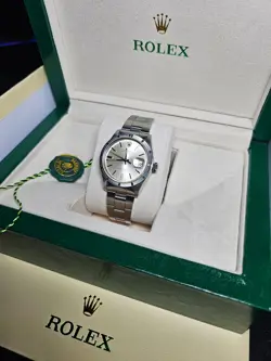 Rolex Date 1501 Silver Oyster Bracelet with Silver Bezel