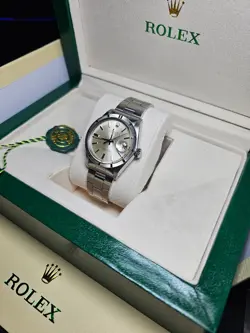 Rolex Date 1501 Silver Oyster Bracelet with Silver Bezel