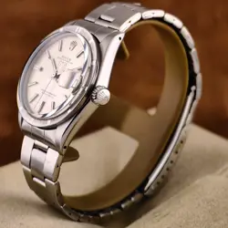 Rolex Date 1501 Silver Oyster Bracelet with Silver Bezel