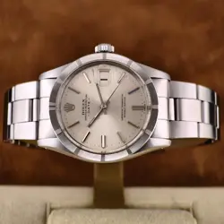Rolex Date 1501 Silver Oyster Bracelet with Silver Bezel