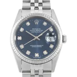 ROLEX DATEJUST 10P DIAMOND 16234G BLUE F NUMBER SECOND HAND MENS