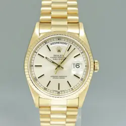 PAPERS MINT Rolex 36mm President Day Date Silver Stick 18238 Double Quick Set