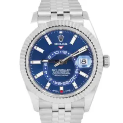 MINT NEW PAPERS ROLEX SKY-DWELLER BLUE 18K FLUTED 42MM JUBILEE WATCH 326934 BOX