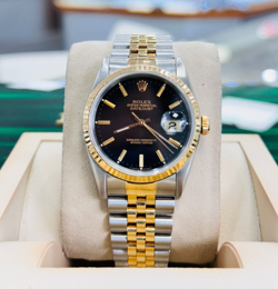 ROLEX DATEJUST 36MM 16233 18K GOLD AND STEEL JUBILEE BRACELET FLUTED BEZEL WATCH