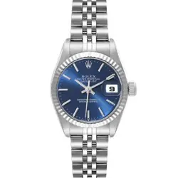 ROLEX DATEJUST 26 STEEL WHITE GOLD BLUE DIAL LADIES WATCH 79174 BOX PAPERS