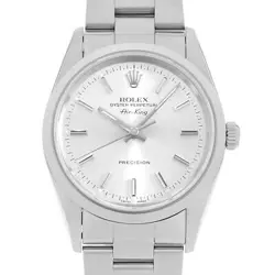 ROLEX AIR KING 14000M SILVER BAR F NUMBER SECOND HAND MENS