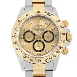 ROLEX COSMOGRAPH DAYTONA 8P DIAMOND 16523G CHAMPAGNE GOLD T NUMBER SECOND HA...