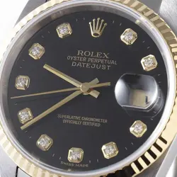 ROLEX Datejust 10P Diamond 16233G Black U Number second hand mens