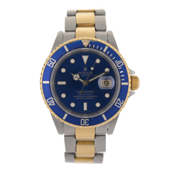 2007 ROLEX SUBMARINER 16613 BLUESY 18K GOLD 40MM  MEN'S WATCH  BOX & PAPERS