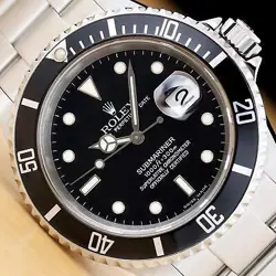 2002 ROLEX MENS SUBMARINER DATE 16610T NO HOLES OYSTER BLACK STEEL 40MM WATCH