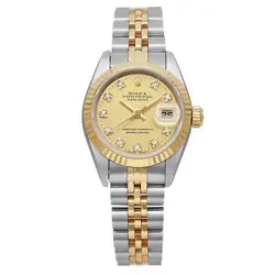 UNWORN ROLEX DATEJUST 26MM GOLD STEEL DIAMOND CHAMPAGNE DIAL LADIES WATCH 69173