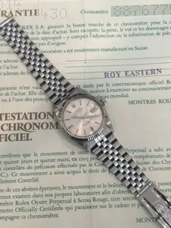 1985 PAPERS - ROLEX DATEJUST 16014 SILVER JUBILEE BRACELET WITH SILVER BEZEL