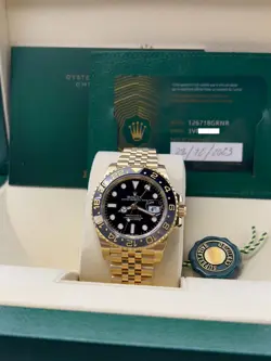 ROLEX GMT MASTER II 126718GRNR 40MM 18K YELLOW GOLD JUBILEE BAND BOX PAPER 2023