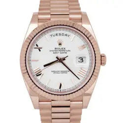 PAPERS ROLEX DAY-DATE 40MM WHITE ROMAN PRESIDENT 18K ROSE GOLD WATCH 228235 BOX