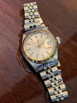 ROLEX LADY-DATEJUST 69174 SILVER JUBILEE BRACELET WITH GOLD BEZEL  NO RESERVE