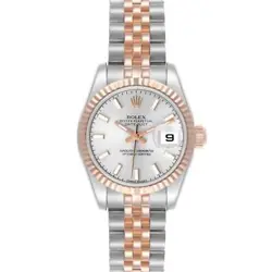 ROLEX DATEJUST STEEL ROSE GOLD SILVER DIAL LADIES WATCH 179171
