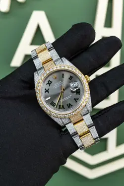 2017 ROLEX DATEJUST 41MM (126303) TWO TONE ICED OUT BUST DOWN ROMAN BOX & PAPERS
