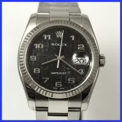 ROLEX 116234 DATEJUST BLACK JUBILEE DIAL 18K GOLD BEZEL AUTOMATIC SS MENS WATCH