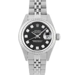 ROLEX DATEJUST 10P DIAMOND 79174G BLACK Y NUMBER SECOND HAND WOMEN