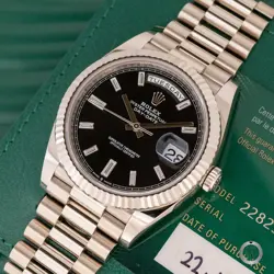 ROLEX DAY DATE 40 228239 WHITE GOLD BLACK DIAMOND DIAL 2022