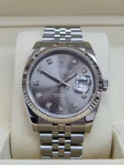 ROLEX DATEJUST 36 RHODIUM DIAMOND DIAL FLUTED BEZEL 2007