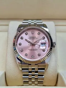 ROLEX DATEJUST 36 PINK DIAMOND DIAL FLUTED BEZEL 2007