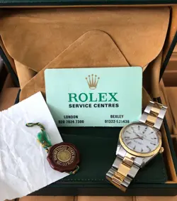 Rolex Oyster Perpetual 1038 34mm Year 1987 White Dial Automatic Steel & Gold