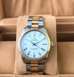 Rolex Oyster Perpetual 1038 34mm Year 1987 White Dial Automatic Steel & Gold