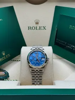 ROLEX DATEJUST 31 NEW 2024 BLUE FLORAL DIAMOND DIAL 278274 JUBILEE BRACELET