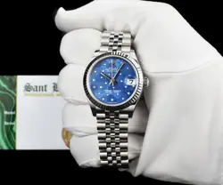 ROLEX 31mm 18kt White Gold & SS Datejust Blue Floral Diamond 278274 SANT BLANC