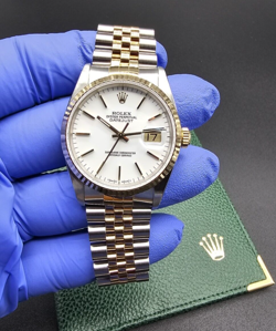 ROLEX 16233 WHITE DIAL OYSTER PERPETUAL DATEJUST WITH BOX & PAPERS