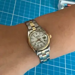 ROLEX OYSTER PERPETUAL DATE JUST LADIES REF 69173 STEEL & GOLD 26MM SAPPHIRE
