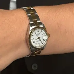 ROLEX OYSTER PERPETUAL DATE JUST LADIES REF 69173 STEEL & GOLD 26MM SAPPHIRE