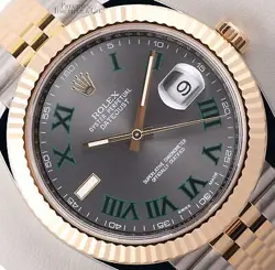 ROLEX DATEJUST II 41MM JUBILEE 126333 TWO TONE 18K & STEEL GRAY ROMAN WIMBLEDON