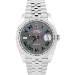 MINT ROLEX DATEJUST 41MM WIMBLEDON FLUTED RHODIUM JUBILEE STEEL WATCH 126334