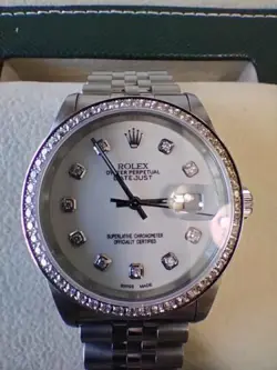 1992 ROLEX DATEJUST #16200 WATCH DIAMOND BEZEL WHITE DIAL JUBILEE BAND 36MM