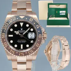 2019 PAPERS MINT ROLEX GMT MASTER ROSE GOLD CERAMIC ROOT BEER 126715 WATCH BOX