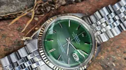 VINTAGE ROLEX 1601 OLIVE GREEN PIE-PAN DIAL MEN'S AUTOMATIC WATCH 1969