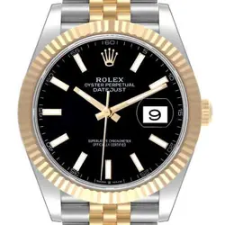ROLEX DATEJUST 41 STEEL YELLOW GOLD BLACK DIAL MENS WATCH 126333 BOX CARD