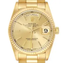 ROLEX PRESIDENT DAY DATE YELLOW GOLD CHAMPAGNE DIAL MENS WATCH 18238