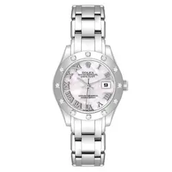 ROLEX MASTERPIECE PEARLMASTER WHITE GOLD MOP DIAMOND LADIES WATCH 80319