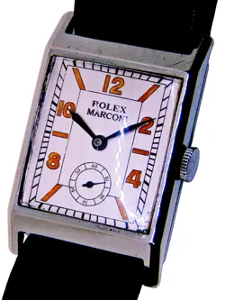 Vintage  1920´s ROLEX Marconi dial stainless steel Rectangular case mens watch