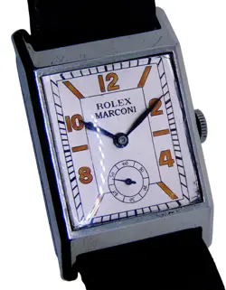 Vintage  1920´s ROLEX Marconi dial stainless steel Rectangular case mens watch