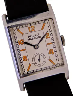 Vintage  1920´s ROLEX Marconi dial stainless steel Rectangular case mens watch