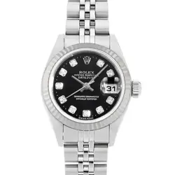 ROLEX DATEJUST 10P DIAMOND 79174G BLACK P NUMBER SECOND HAND WOMEN