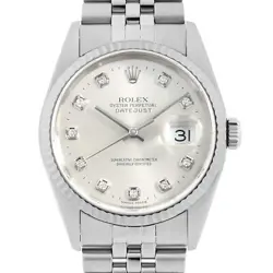 ROLEX DATEJUST 10P DIAMOND 16234G SILVER Y NUMBER SECOND HAND MENS