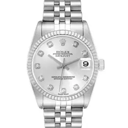 ROLEX DATEJUST MIDSIZE STEEL WHITE GOLD DIAMOND DIAL WATCH 78274 BOX PAPERS